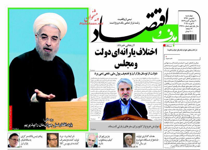 عناوین روزنامه&zwnj;های اقتصادی ۱۸ بهمن ۹۶/ ناکارآمدی سیاست&zwnj;های فقرزدایی +تصاویر