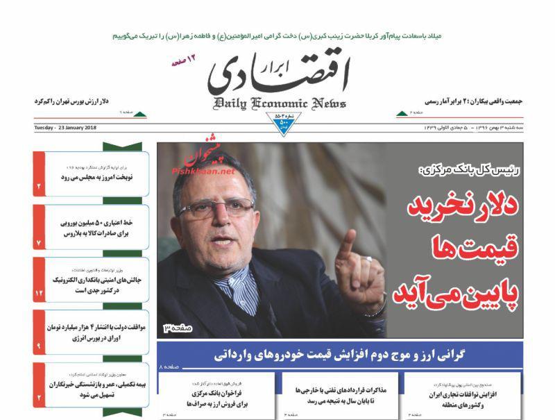 عناوین روزنامه&zwnj;های اقتصادی ۳ بهمن ۹۶/ ارز در بحران بی&zwnj;تدبیری +تصاویر