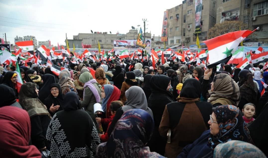 تجمع مردم سوریه در محکومیت اقدام تروریستی آمریکا +عکس
