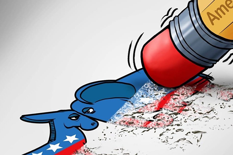 کاریکاتور آمریکا توسط مردم خودش نابود میشود