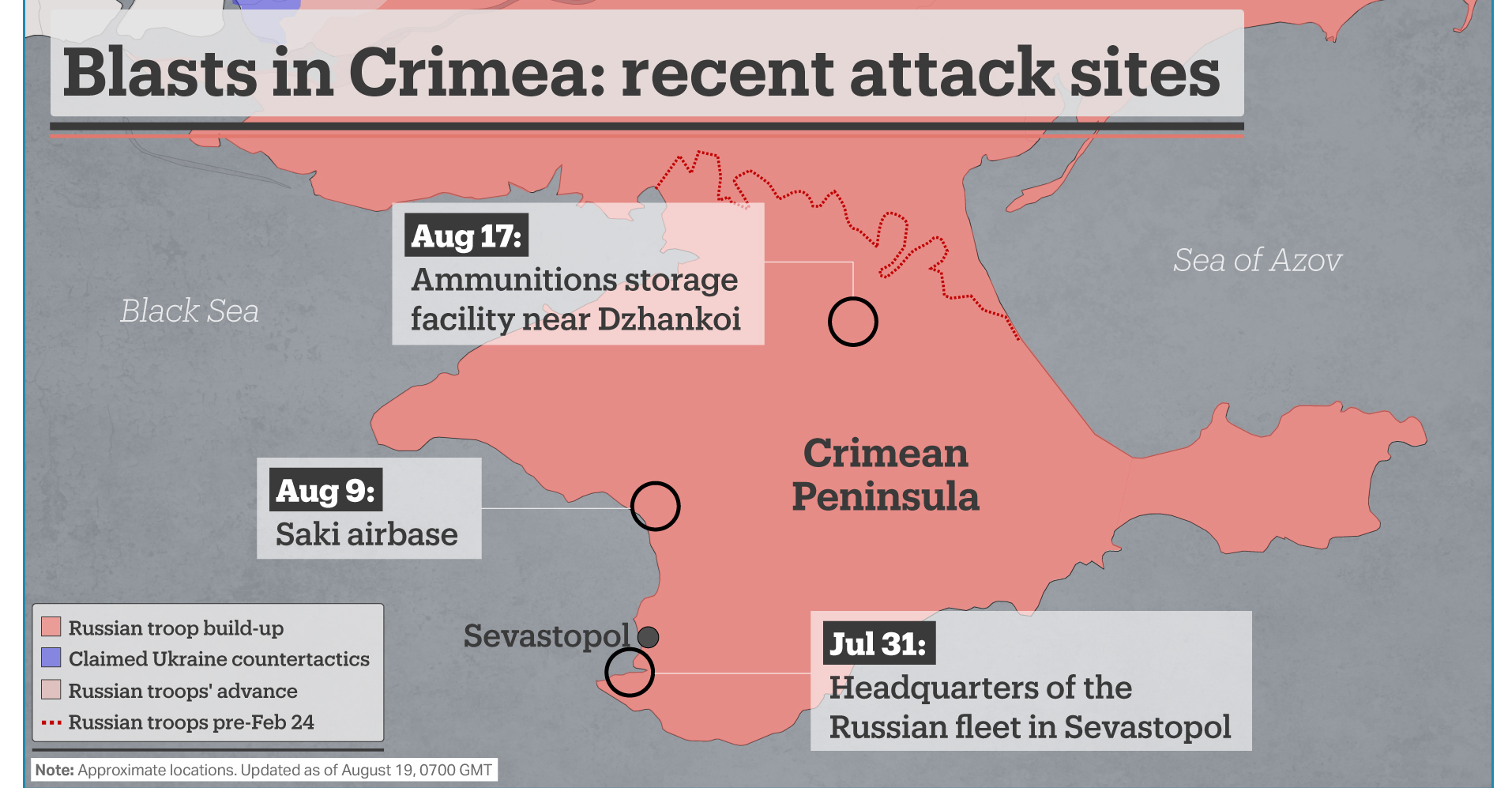 تداوم انفجار در پایگاه‌های روسی؛ مقام اوکراینی: کریمه به ما برمی‌گردد